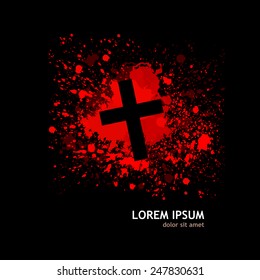 cross with ink-stained. Vector