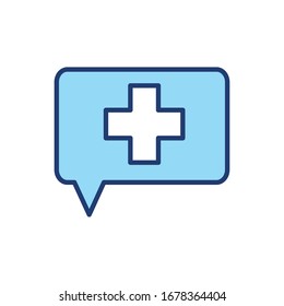 cross inside bubble line and fill style icon design of Health medical care emergency aid exam clinic and patient theme Vector illustration