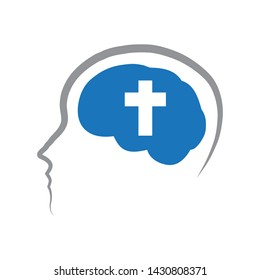 cross inside human brain, vector