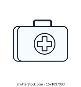 Cross inside kit line style icon design of Medical care health emergency aid exam clinic and patient theme Vector illustration