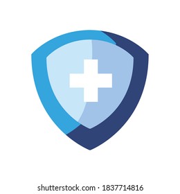 Kreuzen Sie innerhalb des Schildes flach Stil Symbol Design der medizinischen Versorgung Gesundheit Nothilfe Klinik und Patient Thema Vektorgrafik