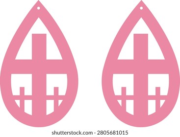 Cross Inside Teardrop Shape Illustration for Christian Faith, Church Ministry, Religious Decoration, Baptism and Easter Design