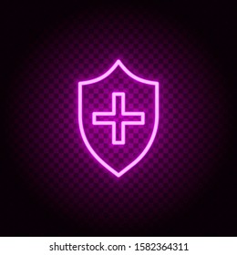 Cross, insurance vector icon. Retro style neon vector icon. Vector icon on transparency background