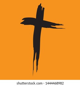 cross isolated free style christianity symbol black silhouette