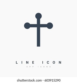 Cross isolated minimal icon. Religion line vector icon for websites and mobile minimalistic flat design. 