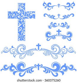 Cross isolated on White background.  Collection of Christian Symbol design elements isolated on White background. Vector illustration 