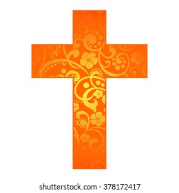 Cross isolated on White background. Christian Symbol. Vector illustration 