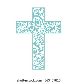 Cross isolated on White background. Christian Symbol. Vector Illustration