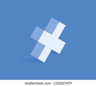 Cross isometric icon. Vector illustration for web design in flat isometric 3D style.
