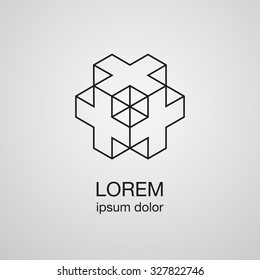 Cross isometric logo concept, 3d illustration, lines, vector. Logotype design template