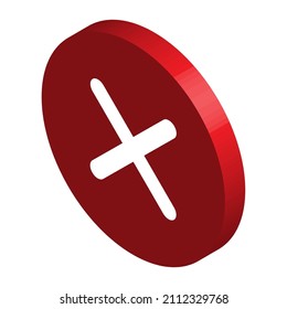 Cross isometric mark icon, simple error design vector illustration, false choice symbol .