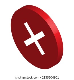 Cross isometric mark icon, simple error design vector illustration, false choice symbol .