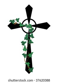 Cross with ivy - vector illustration