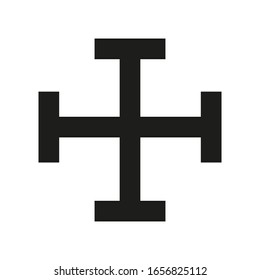 Cross of Jerusalem dark silhouette isolated on white background. eps10
