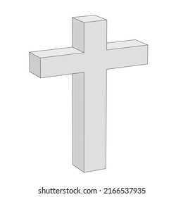 The cross of Jesus Christ in 3D in a sone type material on a white background