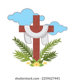 cross of jesus christ outdoor cartoons. vector illustration