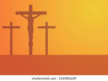 Cross of Jesus Christ at sunset.