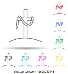 the cross of Jesus multi color style icon. Simple thin line, outline vector of easter icons for ui and ux, website or mobile application