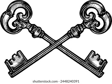 cross key handrawing vector graphic