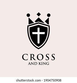 cross and king logo design vector