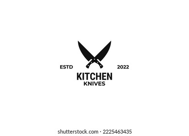 Cross kitchen knives and chef knife logo vector illustration design