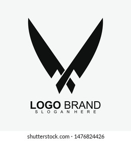 Diseño del logotipo Cross Knife. Diseño moderno. Logo plano. Icono de cuchillo. Ilustración vectorial