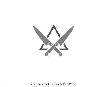 Cross knife logo with triangle 