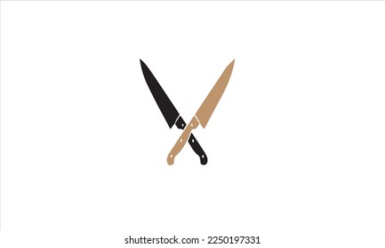 
Cuchillos cruzados. estampado de ilustración vectorial, corte de herramientas de cocina cruzada vectorial