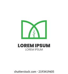 Cross Leaf Logo. logo of two objects which means a building that forms a leaf in the middle