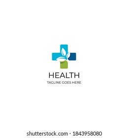 cross with leaf medical logo template