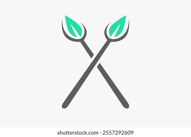 Cross leaf spear logo vector