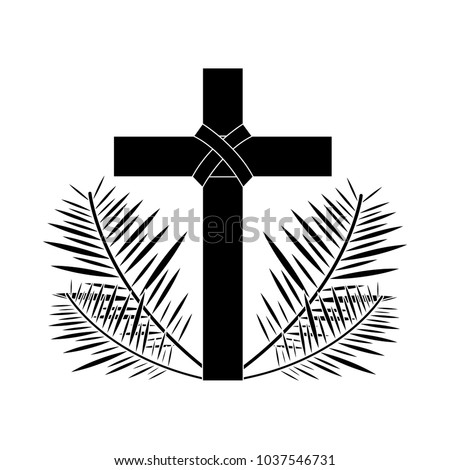 Cross Leaves Christian Catholic Paraphernalia Icon Stock Vector ...