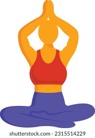 cross legs seated meditation pose concept, Meditative postures vector color icon design, Fitness and Wellness symbol, Workout and Weightlifting sign, Personal training equipment stock illustration