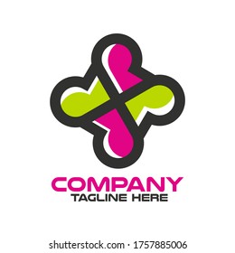Cross and letter R logo.Vector illustration.