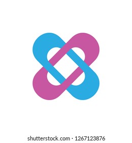 cross letter x linked 3d logo vector