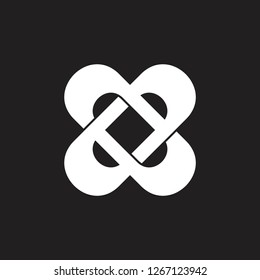 cross letter x linked 3d logo vector