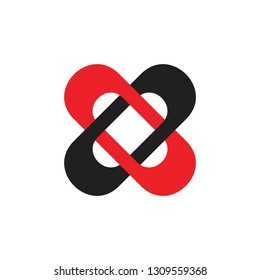 cross letter x linked 3d logo vector