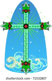 The Cross with light. Doodle graphic.