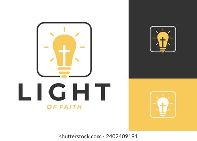 Cross Light Lamp Faith Believer Logo Design