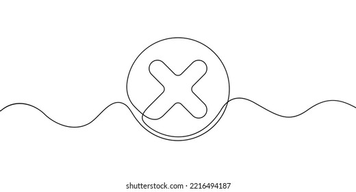 Cross line drawn symbol. Continuous line vector illustration