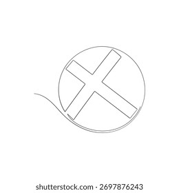 Símbolo de linha cruzada desenhada. Ilustração de vetor de linha contínua