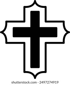 A cross in line icon style