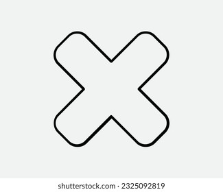 Cross Line Icon. Wrong X Incorrect Reject Cancel Negative Close Remove Decline No. Black White Graphic Clipart Artwork Outline Symbol Sign Vector EPS