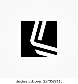 Cross line letter L in black and white logo design