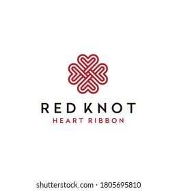 Cross Line Rope Knot With Shamrock Leaf Heart Love Logo Design