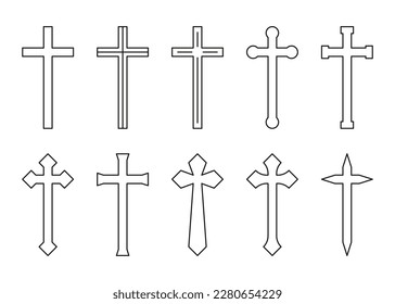 Silhouette de formas cruzadas. Símbolo de religión tradicional. Cruz de señas de la iglesia. Ilustración del vector