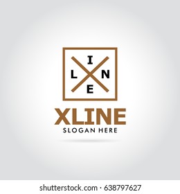 cross line square logo modern vector illustration