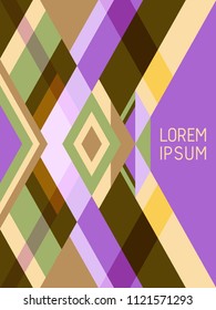 Cross lines cover page layout vector template geometric design with triangles and stripes pattern. Folklore brazilian motifs. Bauhaus pattern vector cover design. Simple stripes, triangles.