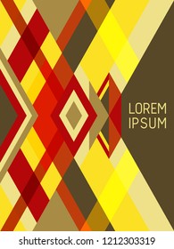 Cross lines cover page layout vector template, geometric design with triangles and stripes. Folklore brazil motifs. Striped bauhaus pattern vector cover design. Simple stripes, triangles.