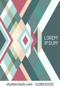 Cross lines cover page layout vector template, geometric design with triangles and stripes. Folklore brazilian motifs. Striped bauhaus pattern vector cover design. Minimal stripes, triangles.